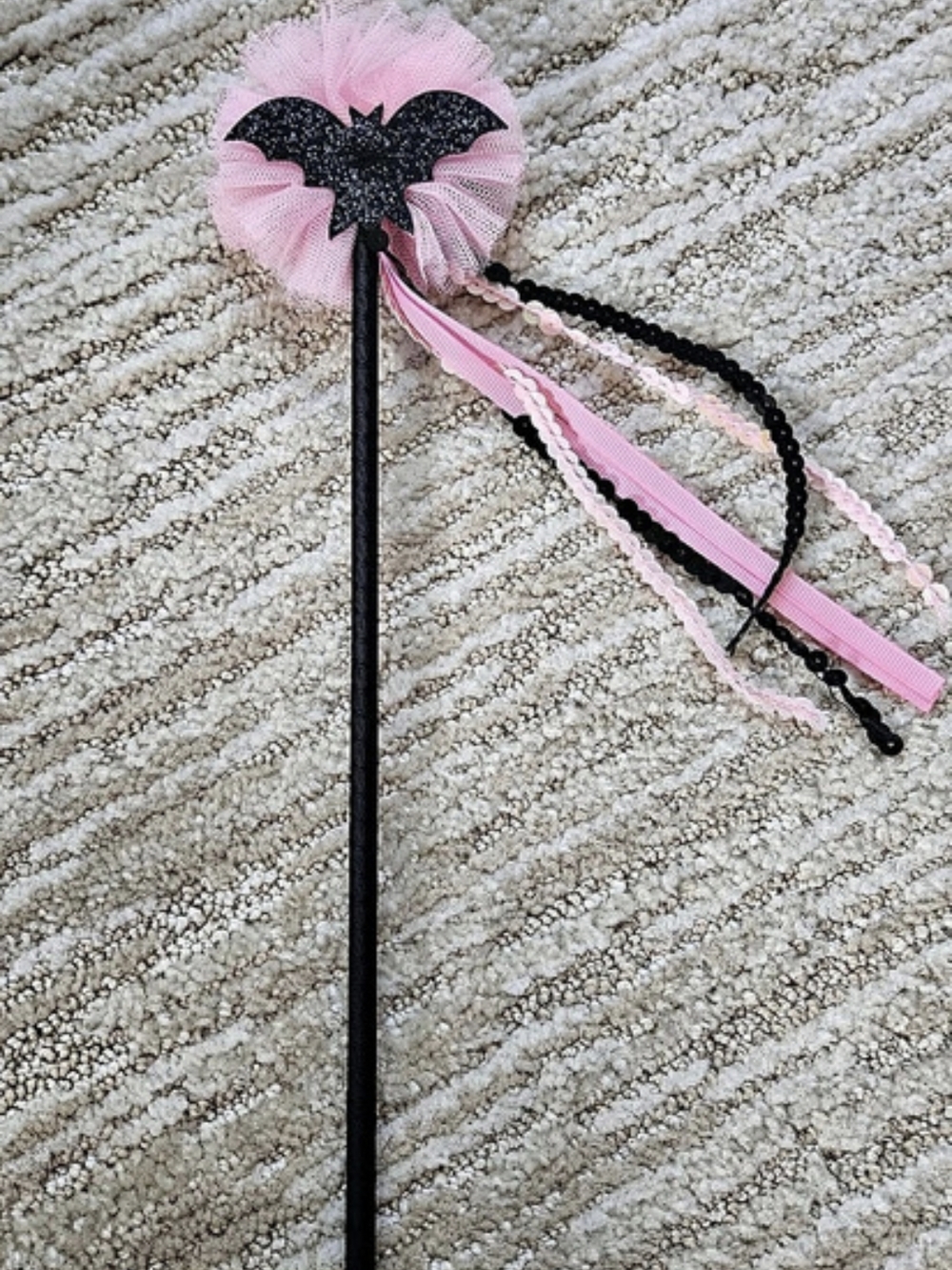 Pink & Black Bat Halloween Wand